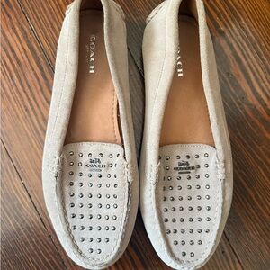 Coach Women's Beige Studded Loafers